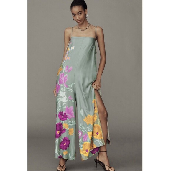 Anthropologie Printed Wide Leg Jumpsuit Sz XXS Green - Picture 1 of 8